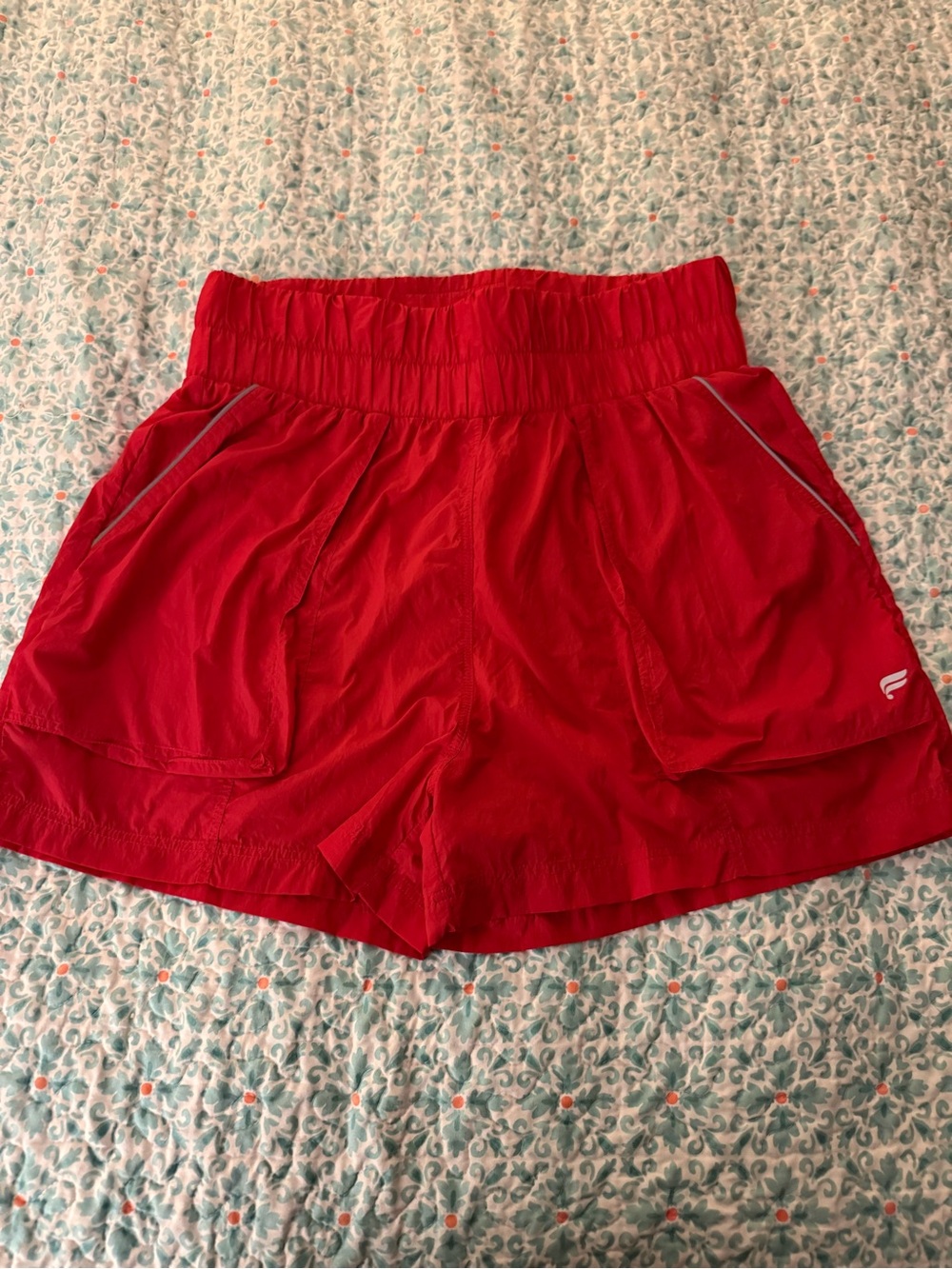 Fabletics Red Elastic-Waist Athletic Shorts
